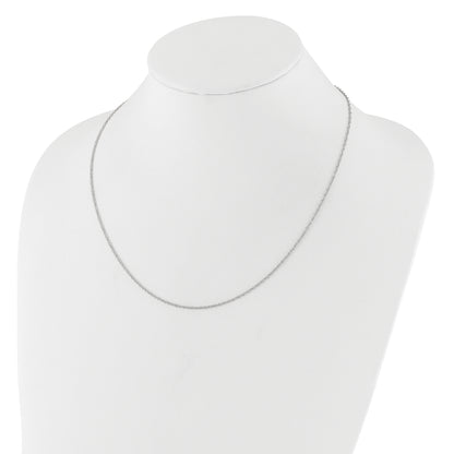 18 Inch 14K White Gold 1.5mm D/C Loose Rope 1In+1In Adjustable Chain Necklace