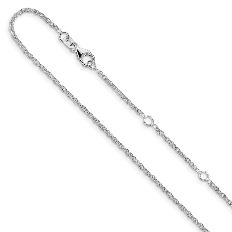 2 Inch 14K White Gold 1.5mm D/C Loose Rope 1In+1In Adjustable Chain Necklace