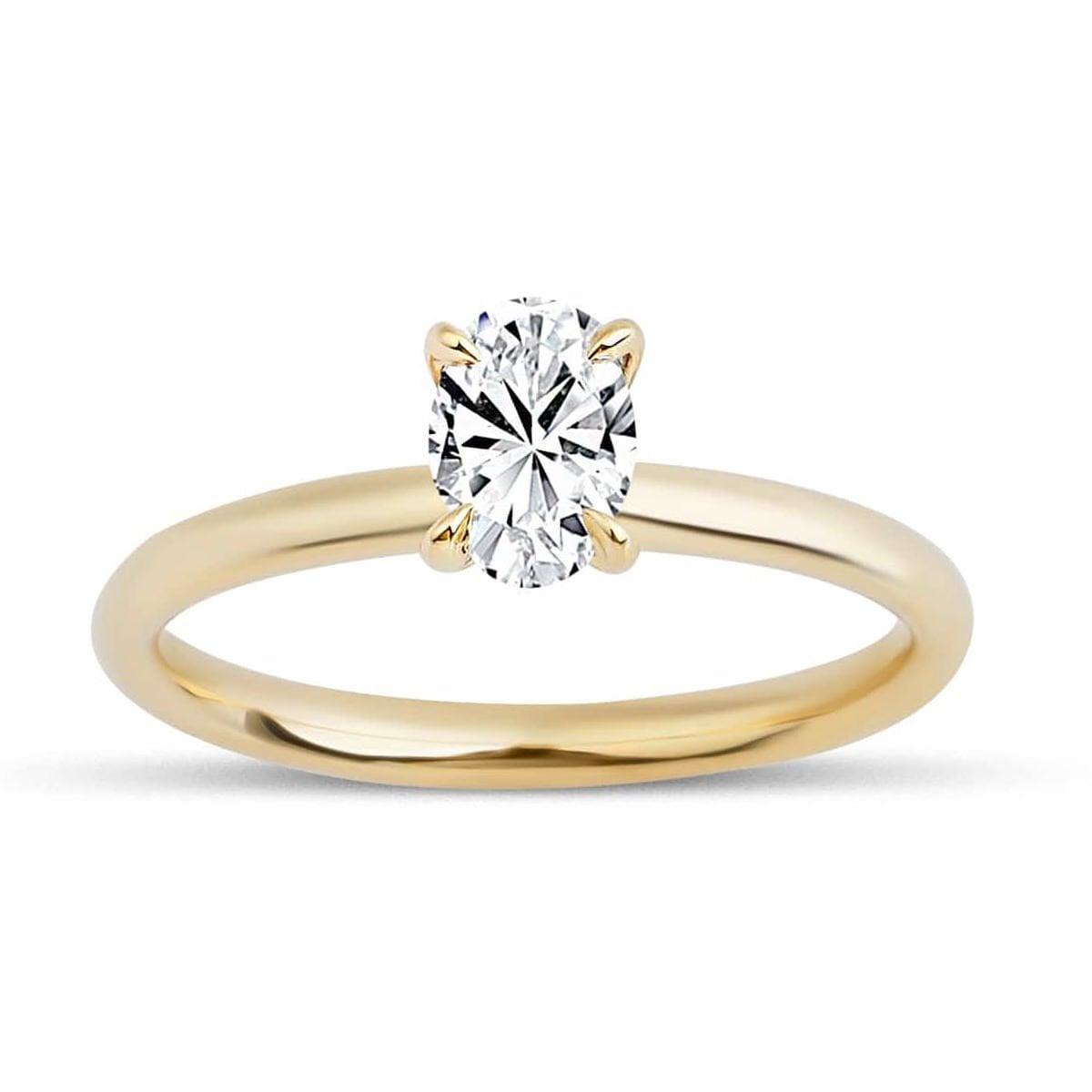 14K Yellow Gold 0.50 Ct Oval Cut Solitaire Moissanite Ring