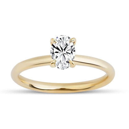 14K Yellow Gold 0.50 Ct Oval Cut Solitaire Moissanite Ring