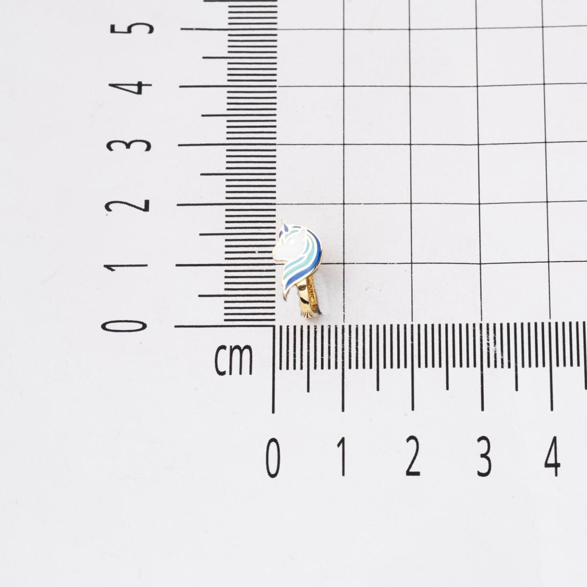 14K Yellow Gold Blue Enamel Unicorn Children's Earrings