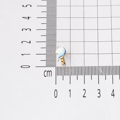 14K Yellow Gold Blue Enamel Unicorn Children's Earrings