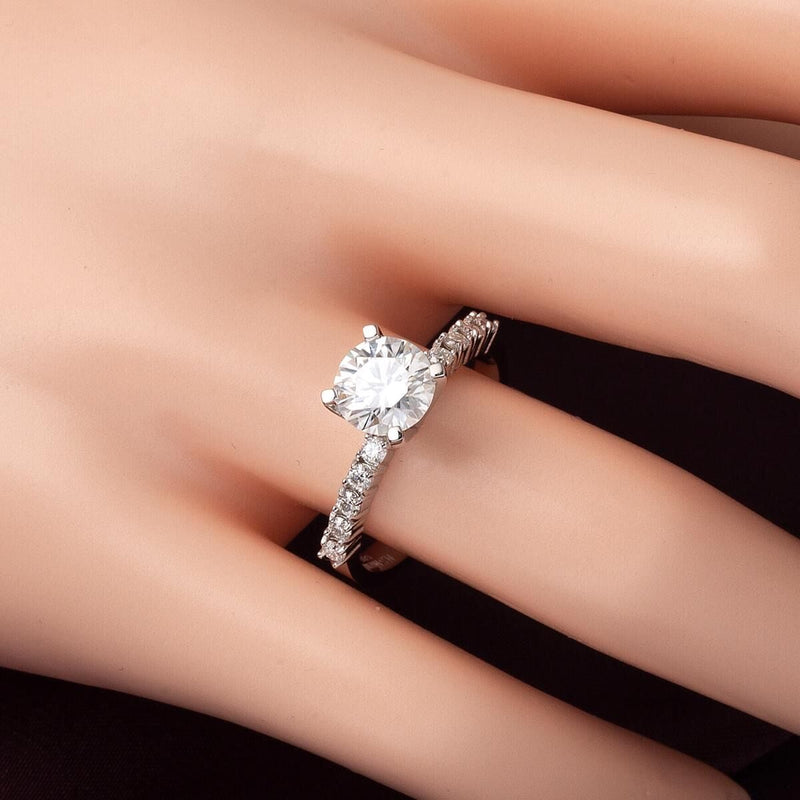 14K White Gold 1.37 Ct Solitaire Moissanite Ring