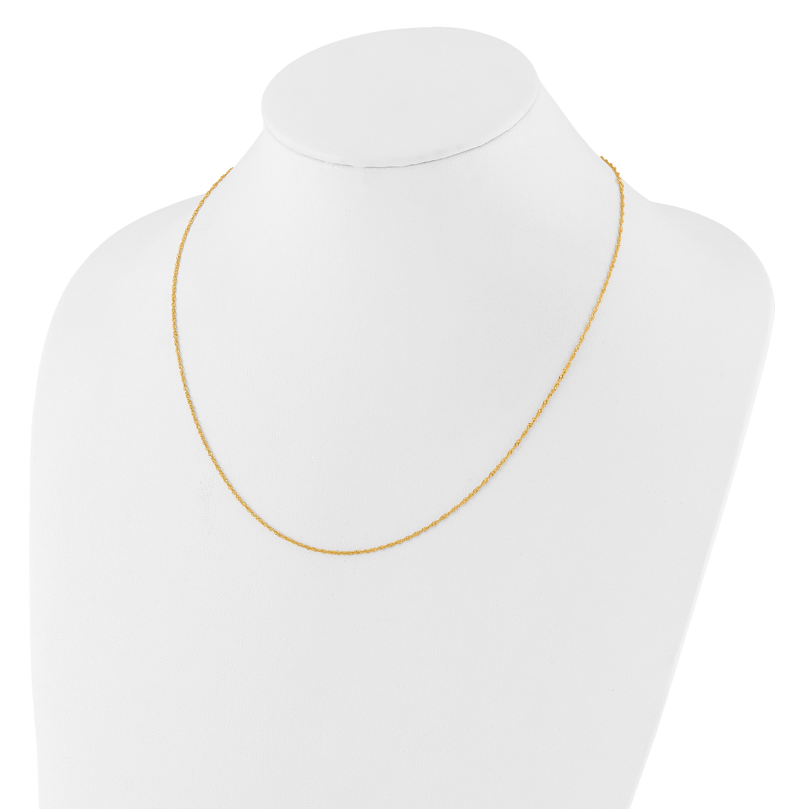 2 Inch 14K Yellow Gold 1.25mm Singapore 1In+1In Adjustable Chain Necklace