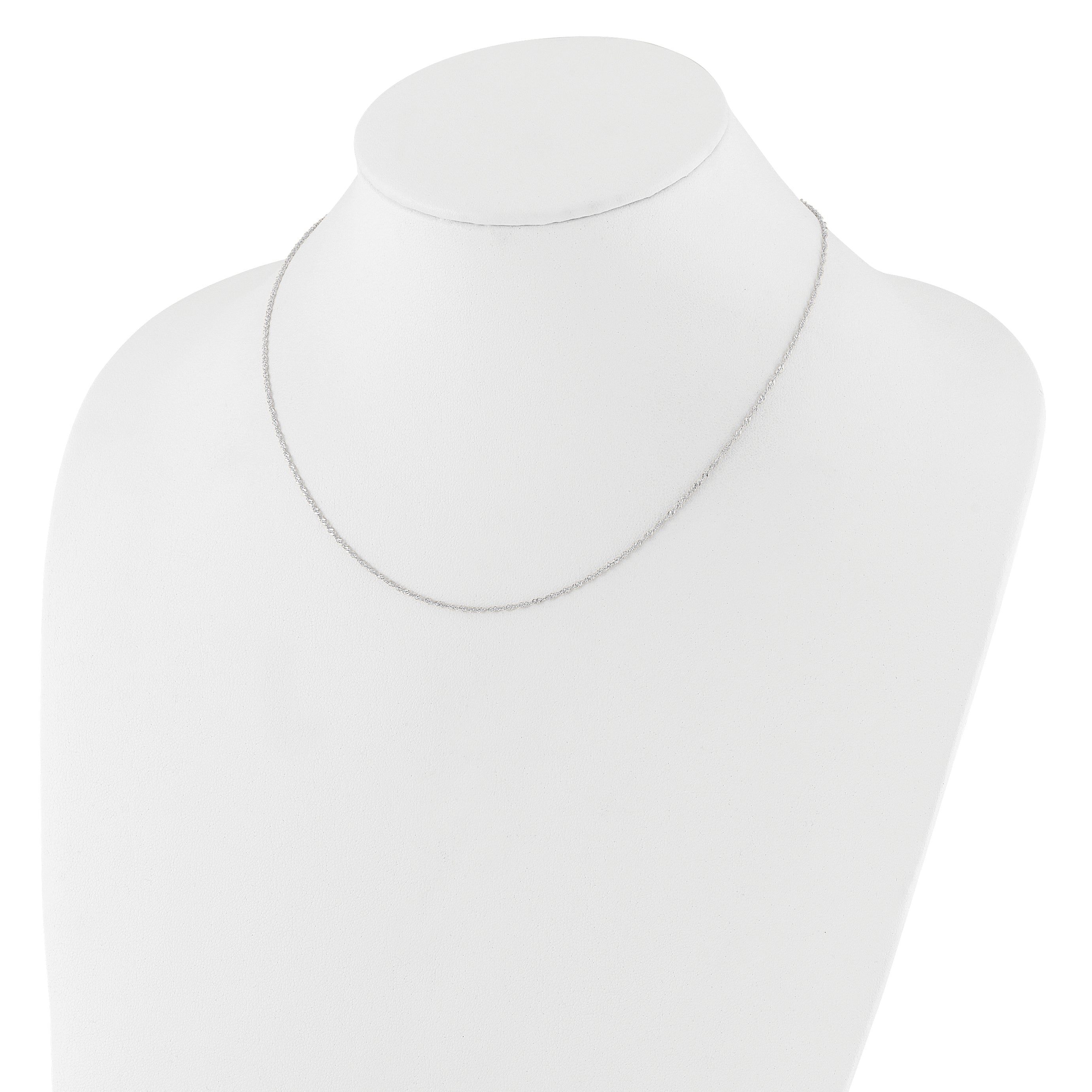 2 Inch 14K White Gold 1.25mm Singapore 1In+1In Adjustable Chain Necklace