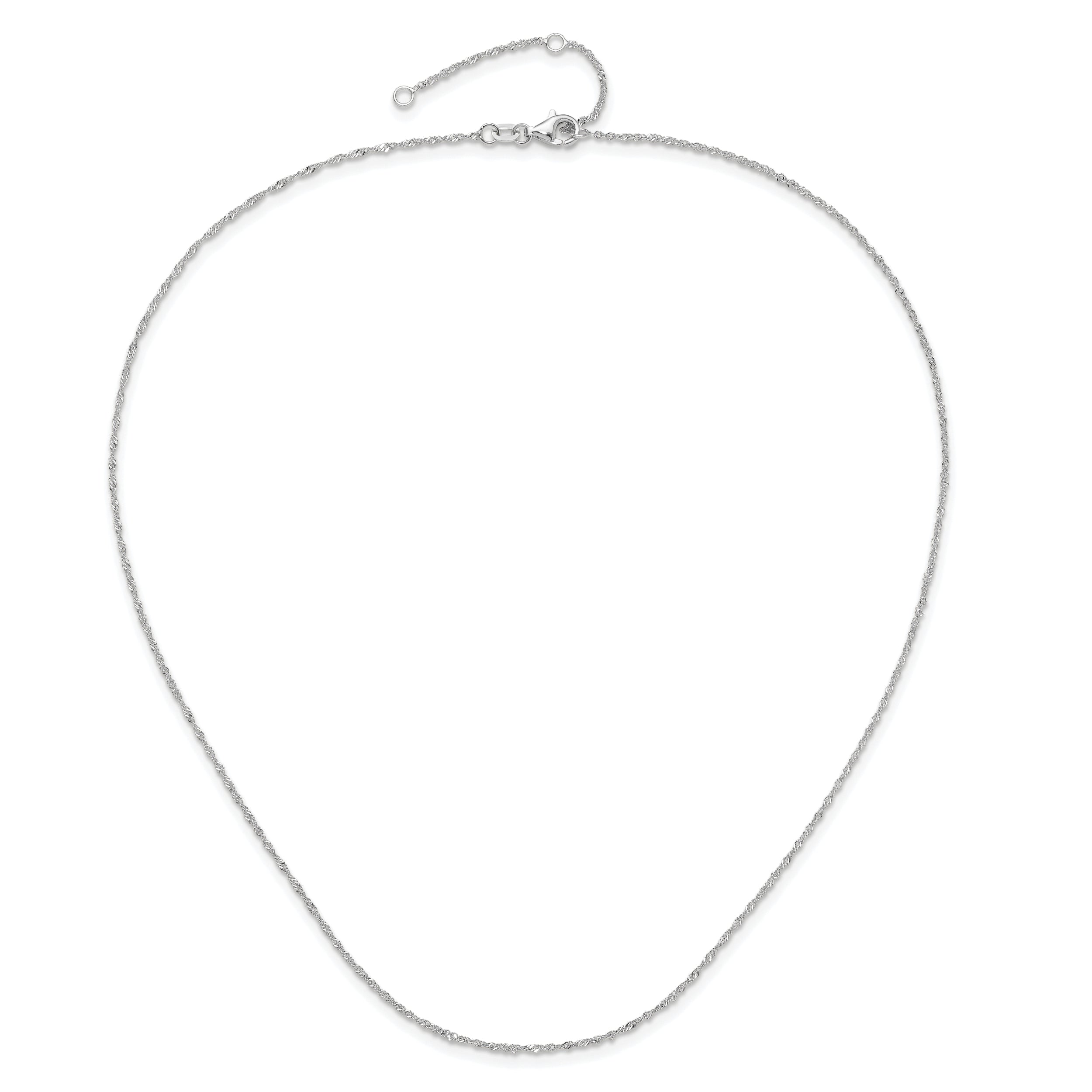 2 Inch 14K White Gold 1.25mm Singapore 1In+1In Adjustable Chain Necklace