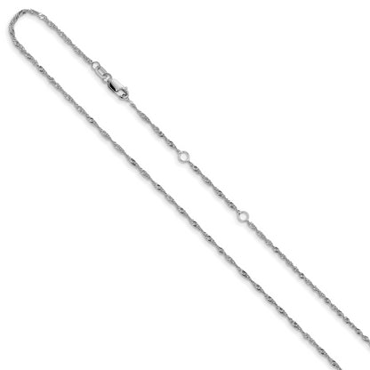 2 Inch 14K White Gold 1.5mm Singapore 1In+1In Adjustable Chain Necklace