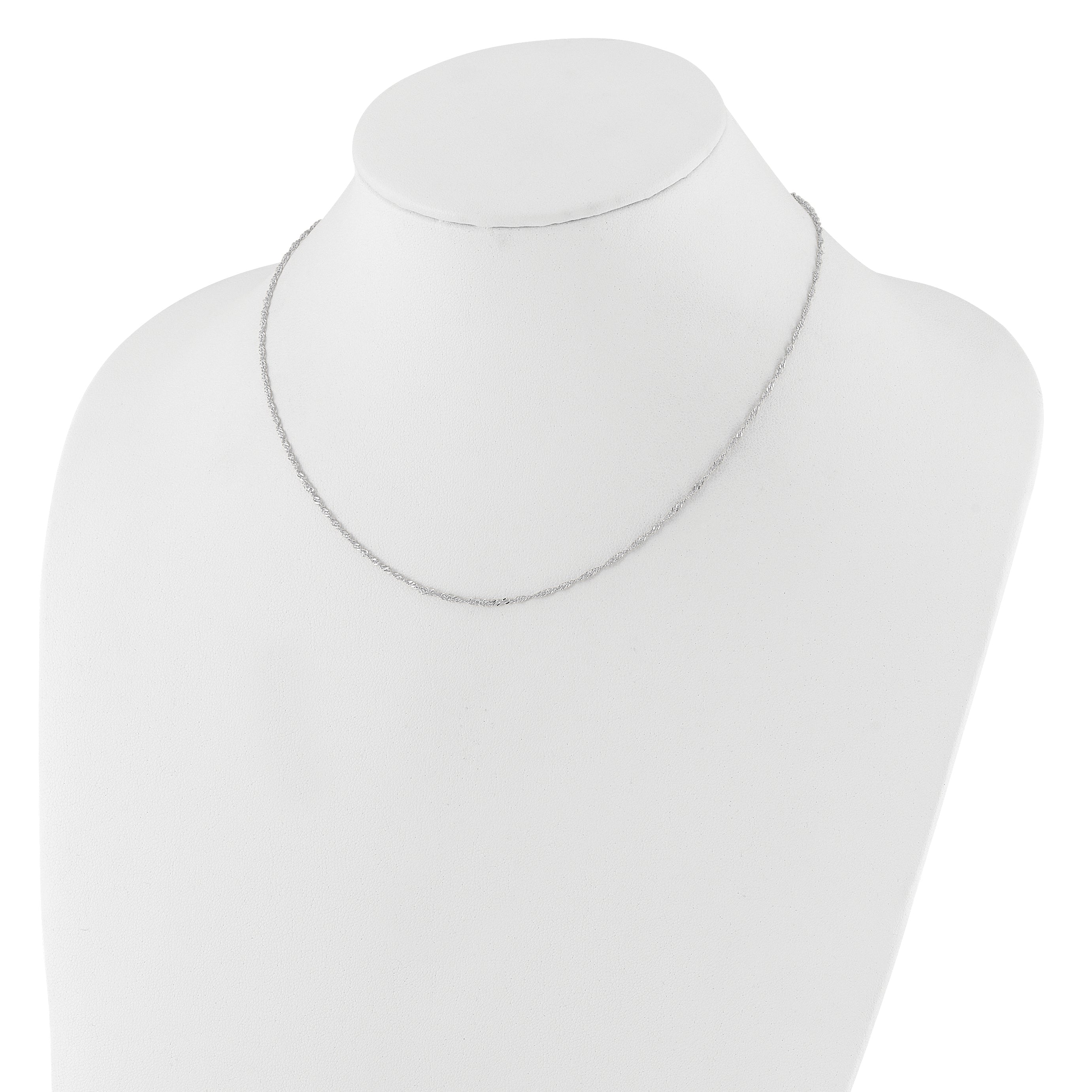 2 Inch 14K White Gold 1.5mm Singapore 1In+1In Adjustable Chain Necklace