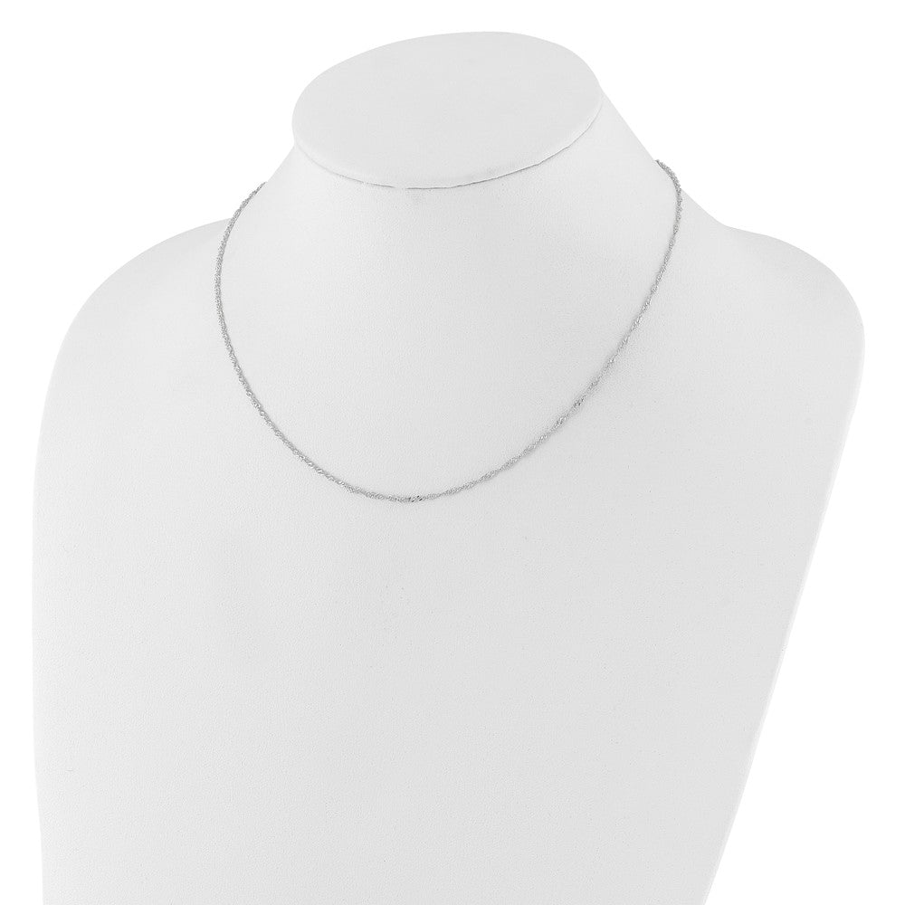 18 Inch 14K White Gold 1.5mm Singapore 1In+1In Adjustable Chain Necklace