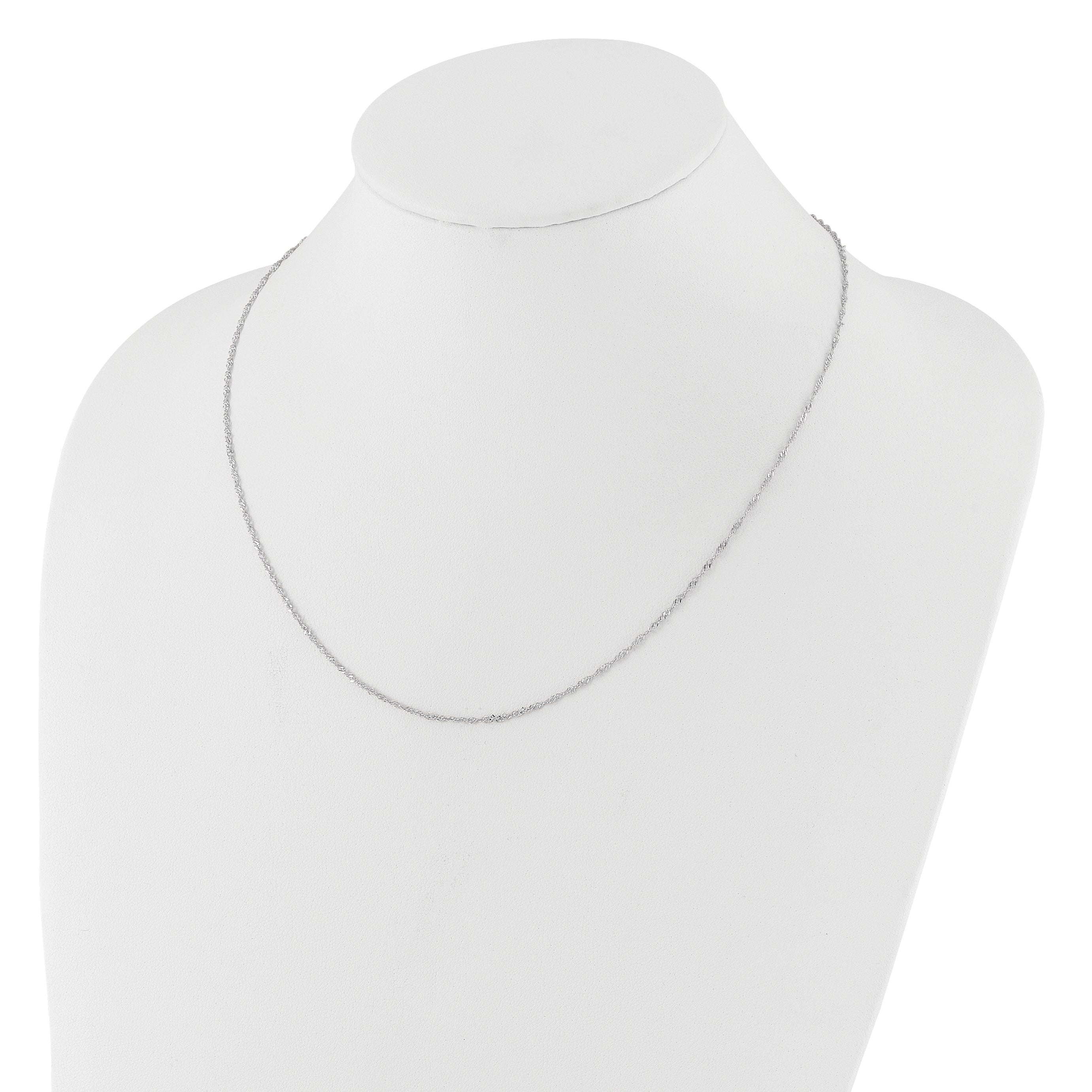 2 Inch 14K White Gold 1.5mm Singapore 1In+1In Adjustable Chain Necklace