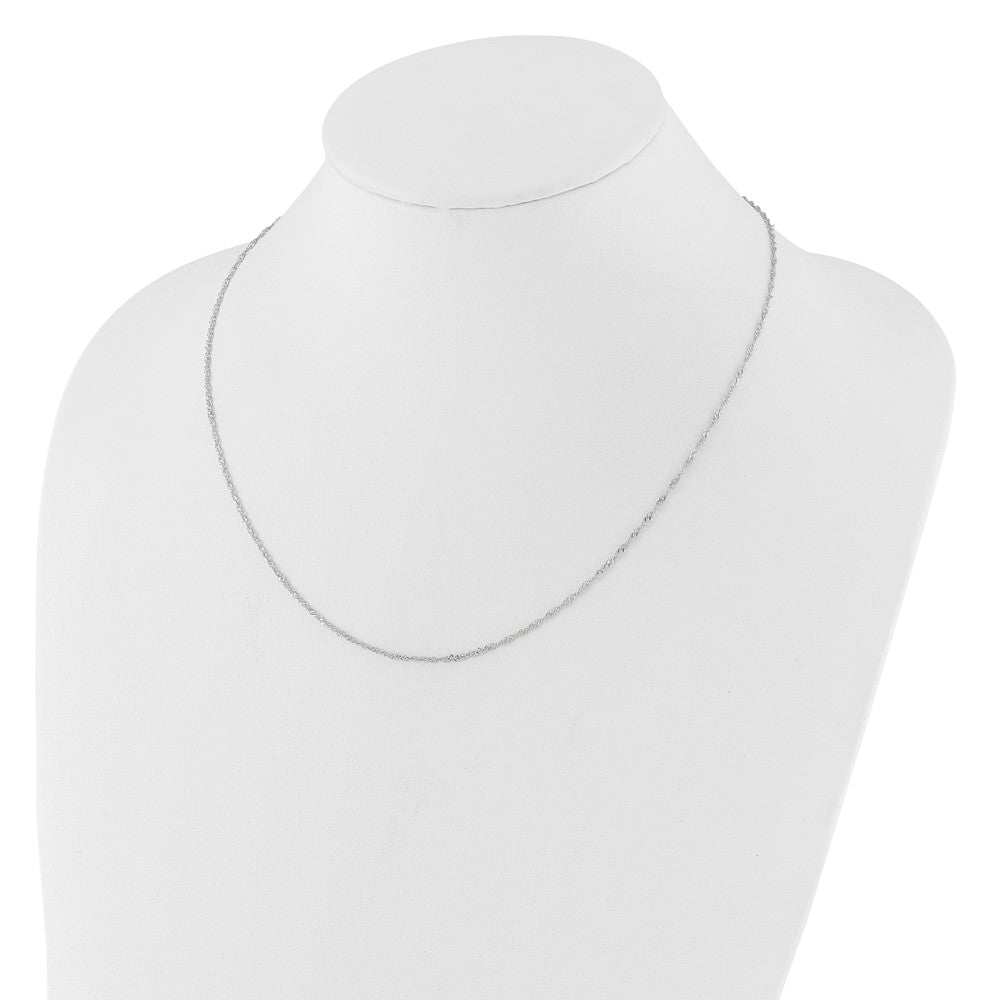 18 Inch 14K White Gold 1.5mm Singapore 1In+1In Adjustable Chain Necklace