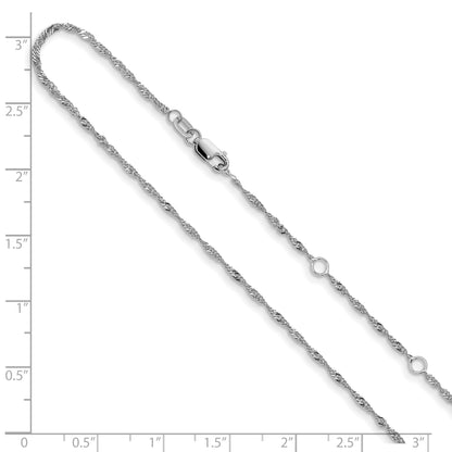 2 Inch 14K White Gold 1.5mm Singapore 1In+1In Adjustable Chain Necklace