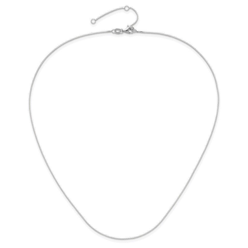 2 Inch 14K White Gold .7mm Box 1In+1In Adjustable Chain Necklace
