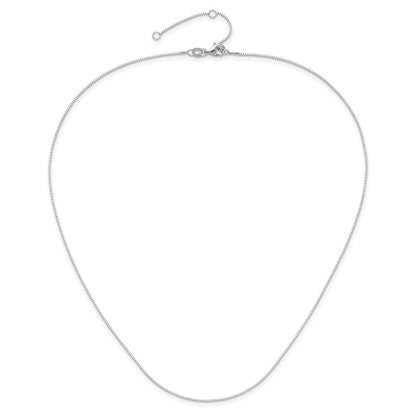 2 Inch 14K White Gold .7mm Box 1In+1In Adjustable Chain Necklace