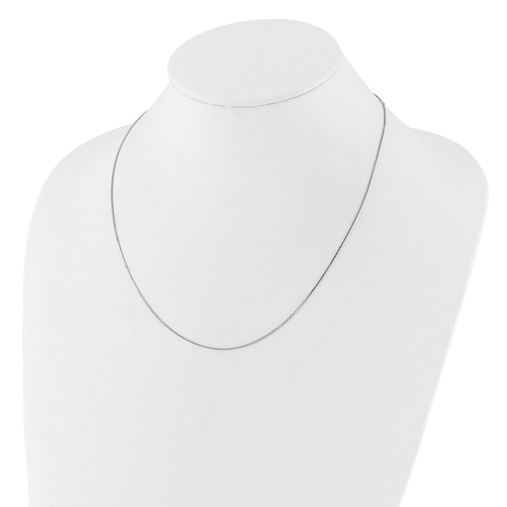 2 Inch 14K White Gold .7mm Box 1In+1In Adjustable Chain Necklace