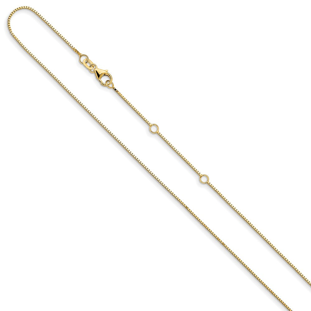 18 Inch 14K Yellow Gold .85mm Box 1In+1In Adjustable Chain Necklace