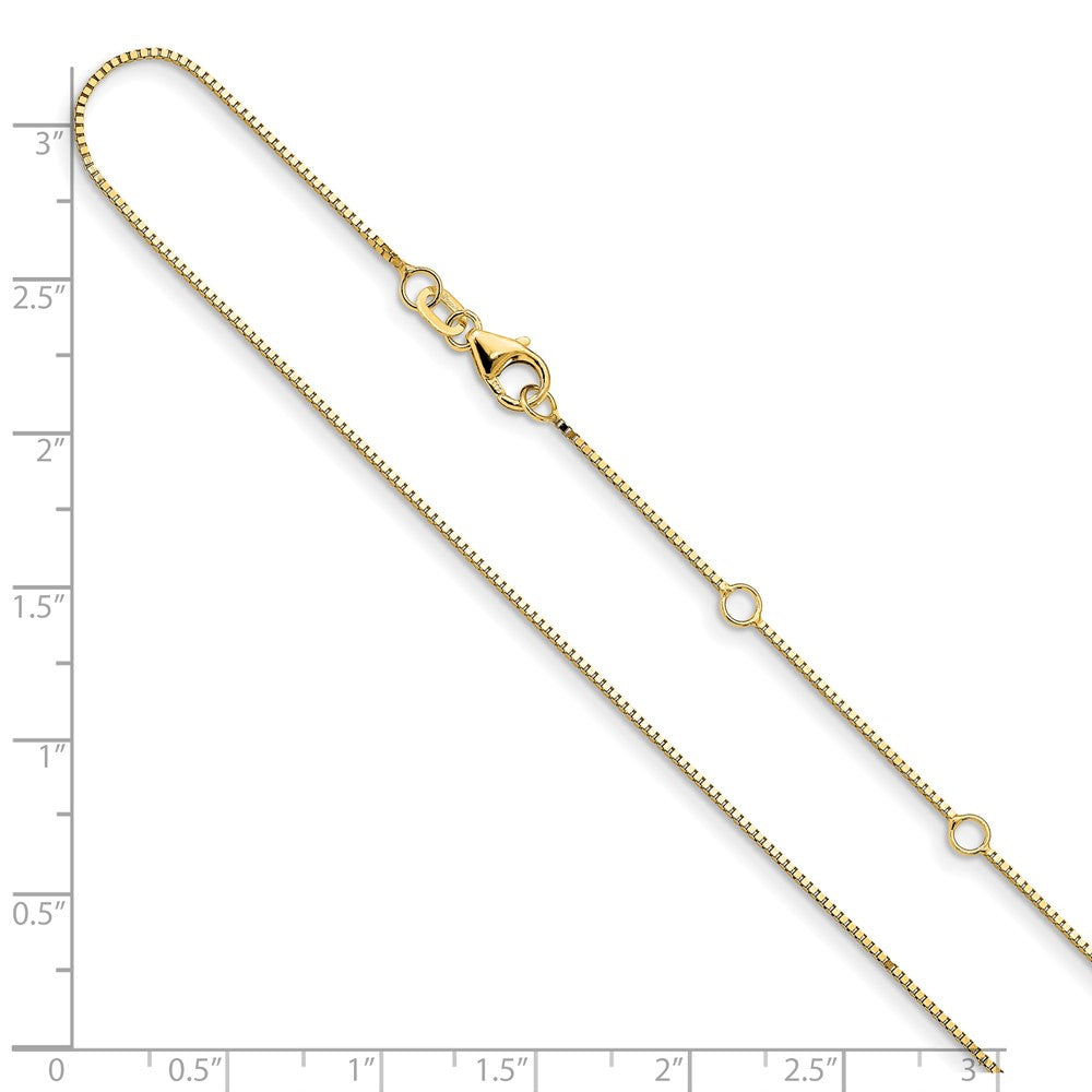 2 Inch 14K Yellow Gold .85mm Box 1In+1In Adjustable Chain Necklace