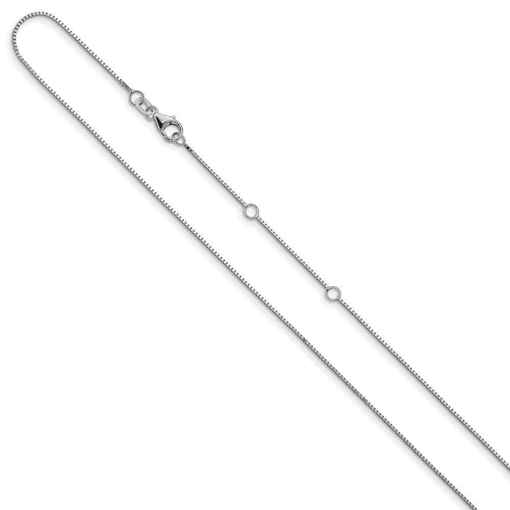 2 Inch 14K White Gold .85mm Box 1In+1In Adjustable Chain Necklace