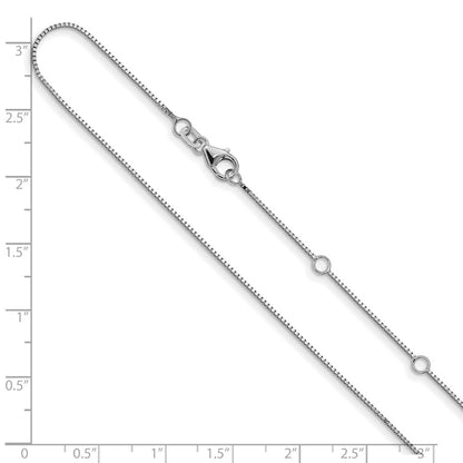 2 Inch 14K White Gold .85mm Box 1In+1In Adjustable Chain Necklace