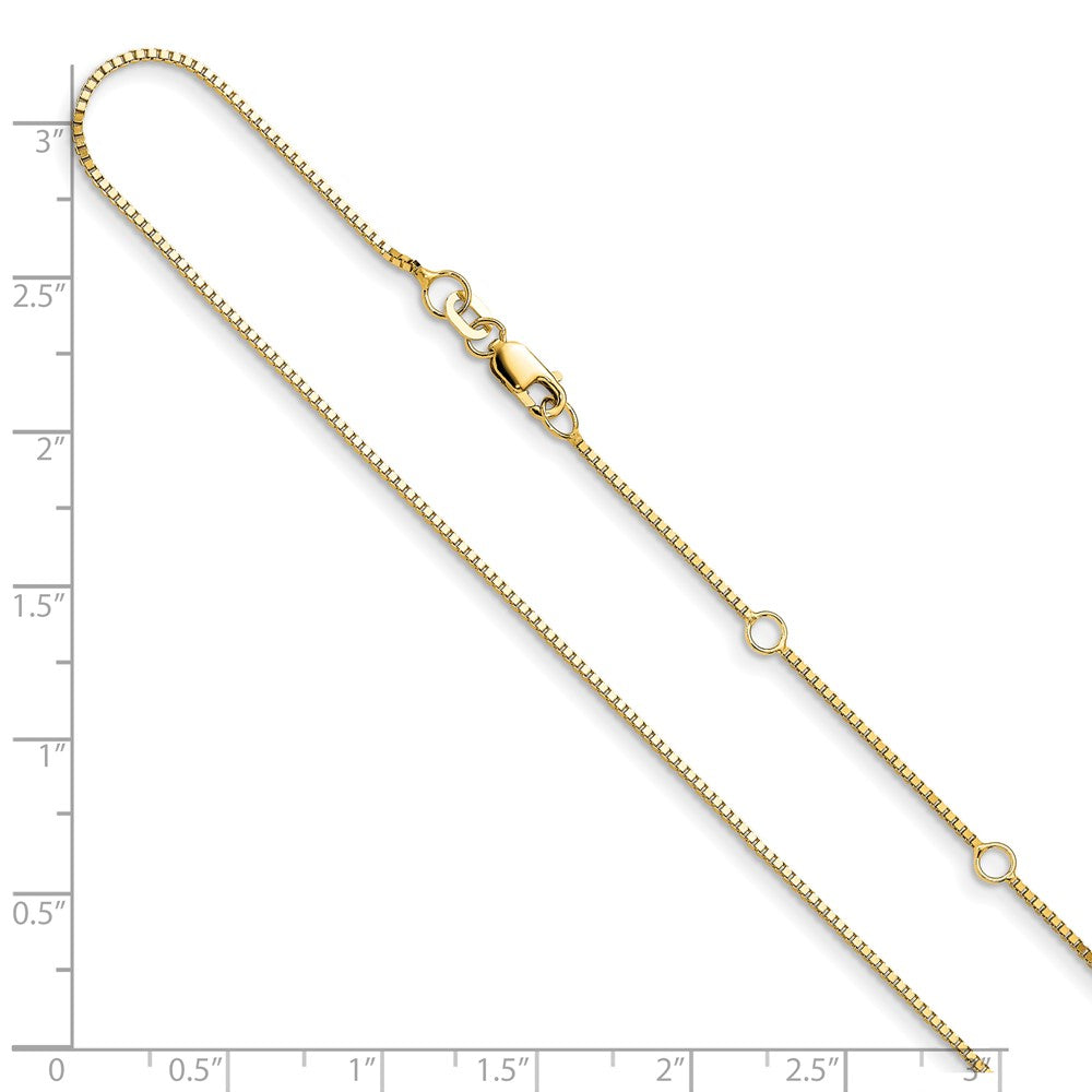 18 Inch 14K Yellow Gold .95mm Box 1In+1In Adjustable Chain Necklace