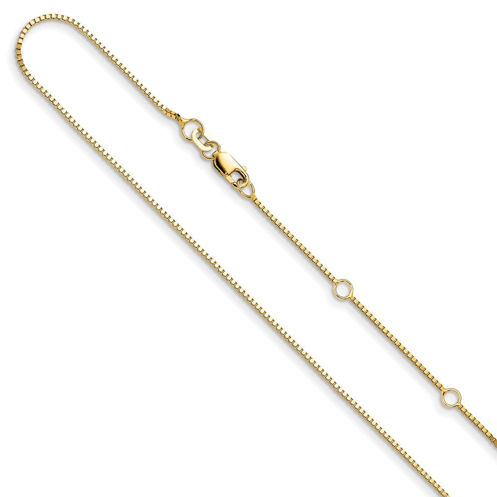 2 Inch 14K Yellow Gold .95mm Box 1In+1In Adjustable Chain Necklace