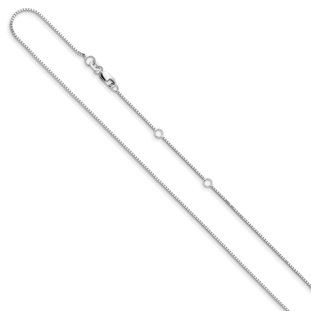 2 Inch 14K White Gold .95mm Box 1In+1In Adjustable Chain Necklace