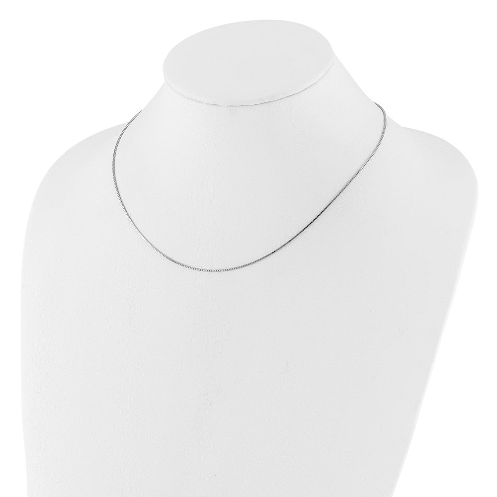18 Inch 14K White Gold .95mm Box 1In+1In Adjustable Chain Necklace
