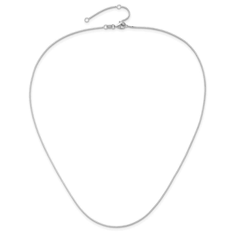 2 Inch 14K White Gold .95mm Box 1In+1In Adjustable Chain Necklace