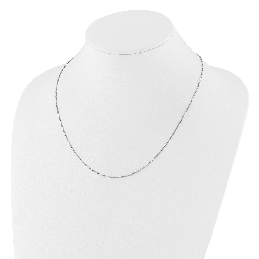 18 Inch 14K White Gold .95mm Box 1In+1In Adjustable Chain Necklace