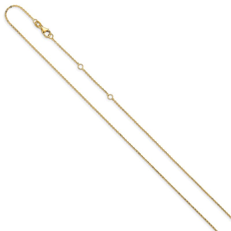 18 Inch 14K Yellow Gold 1.2mm Flat Cable 1In+1In Adjustable Chain Necklace