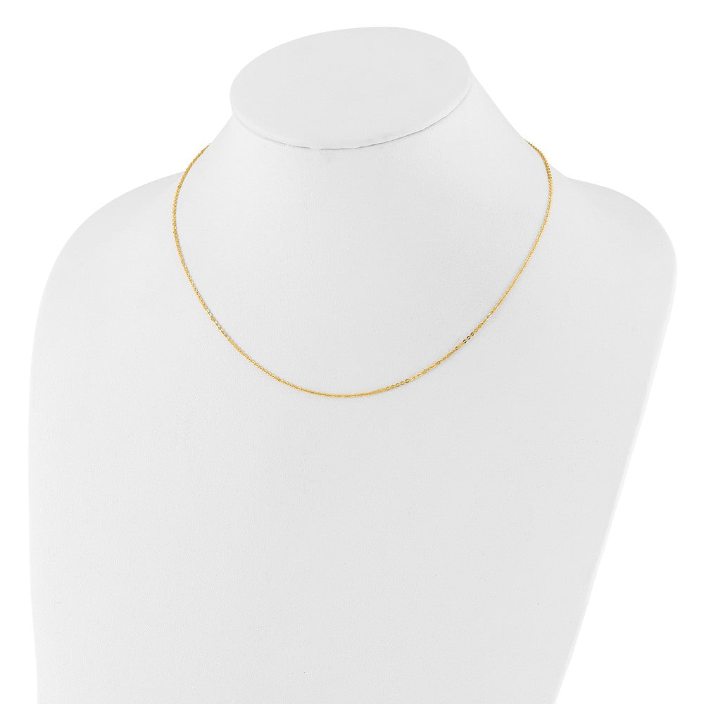 18 Inch 14K Yellow Gold 1.2mm Flat Cable 1In+1In Adjustable Chain Necklace