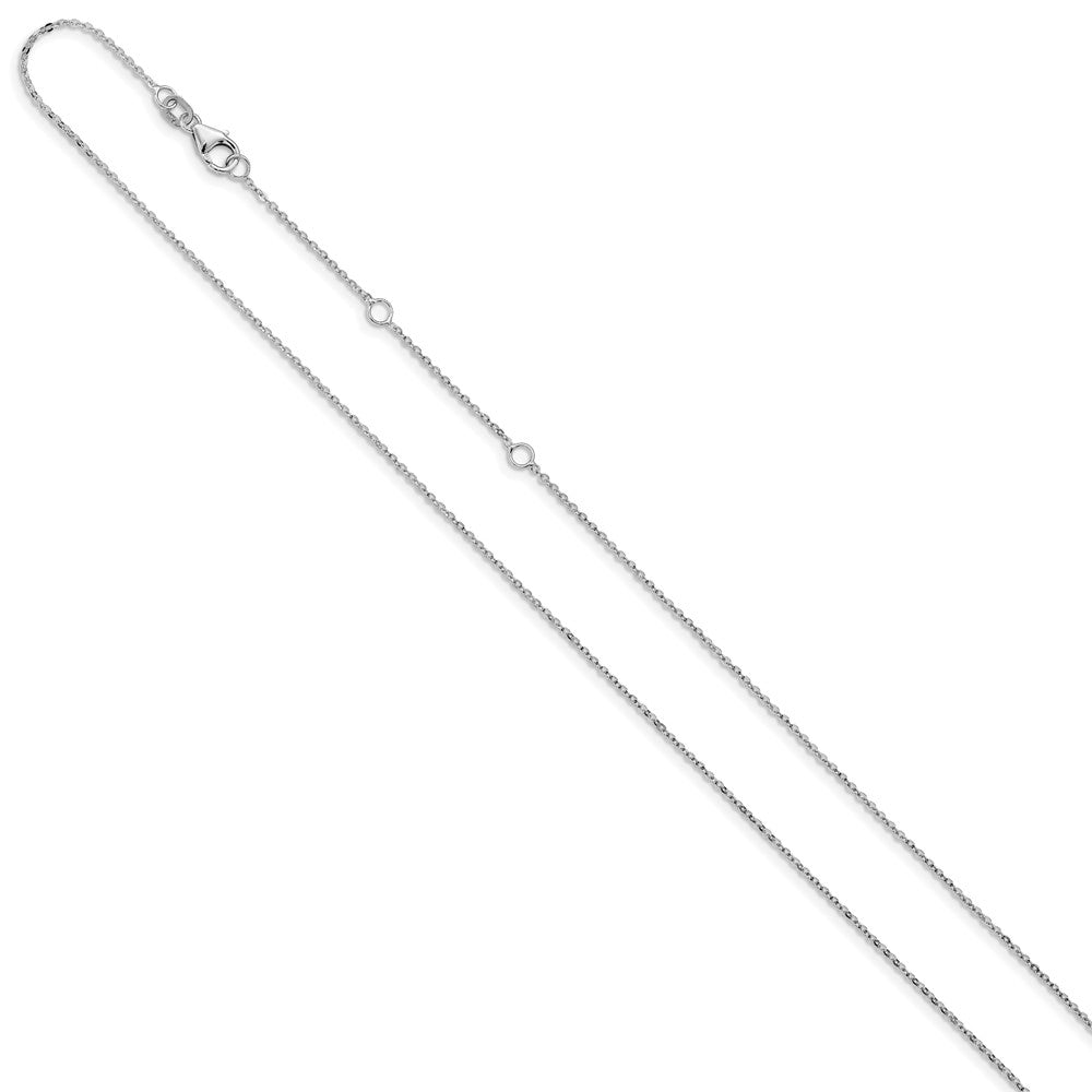2 Inch 14K White Gold 1.2mm Flat Cable 1In+1In Adjustable Chain Necklace