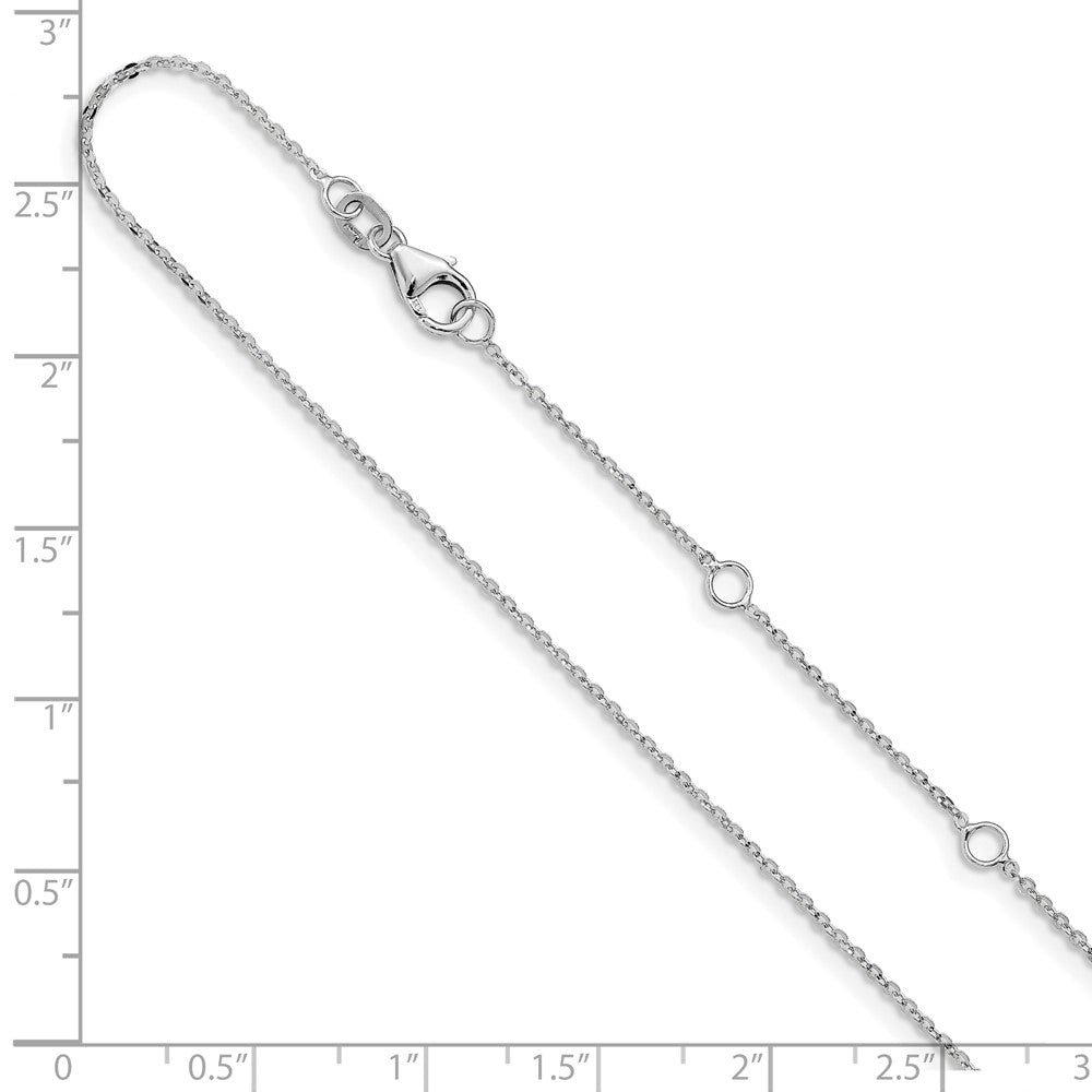2 Inch 14K White Gold 1.2mm Flat Cable 1In+1In Adjustable Chain Necklace