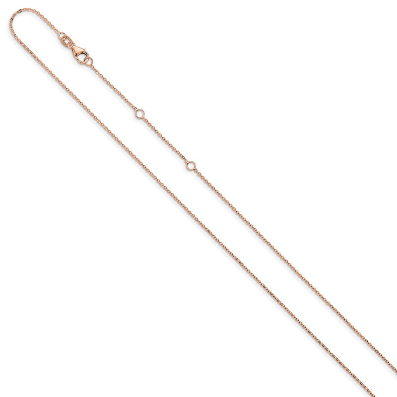 2 Inch 14K Rose Gold 1.2mm Flat Cable 1In+1In Adjustable Chain Necklace