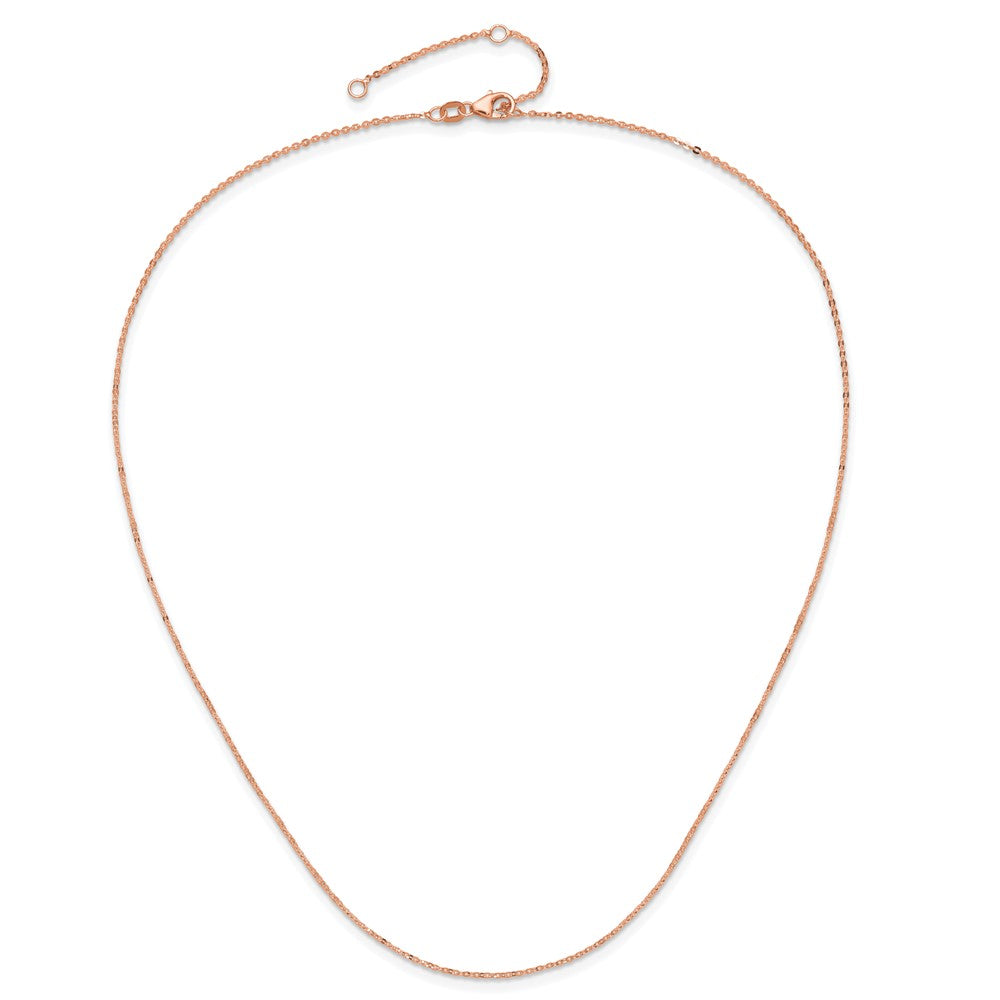 2 Inch 14K Rose Gold 1.2mm Flat Cable 1In+1In Adjustable Chain Necklace