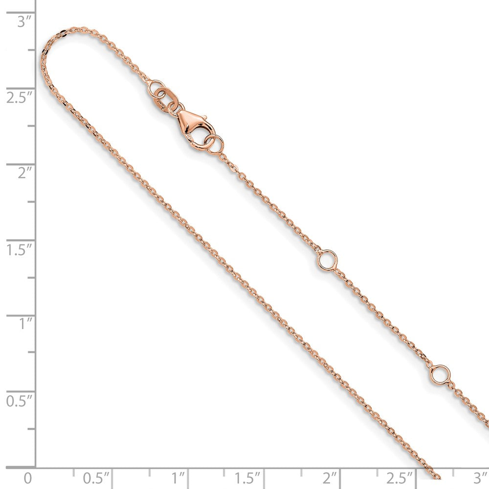 18 Inch 14K Rose Gold 1.2mm Flat Cable 1In+1In Adjustable Chain Necklace