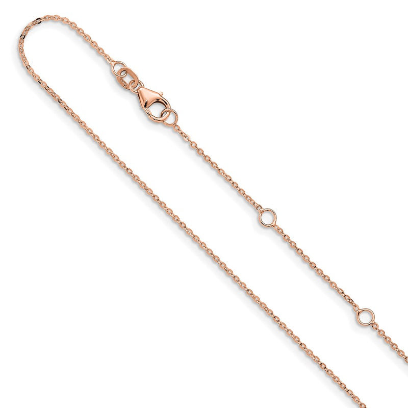 2 Inch 14K Rose Gold 1.2mm Flat Cable 1In+1In Adjustable Chain Necklace