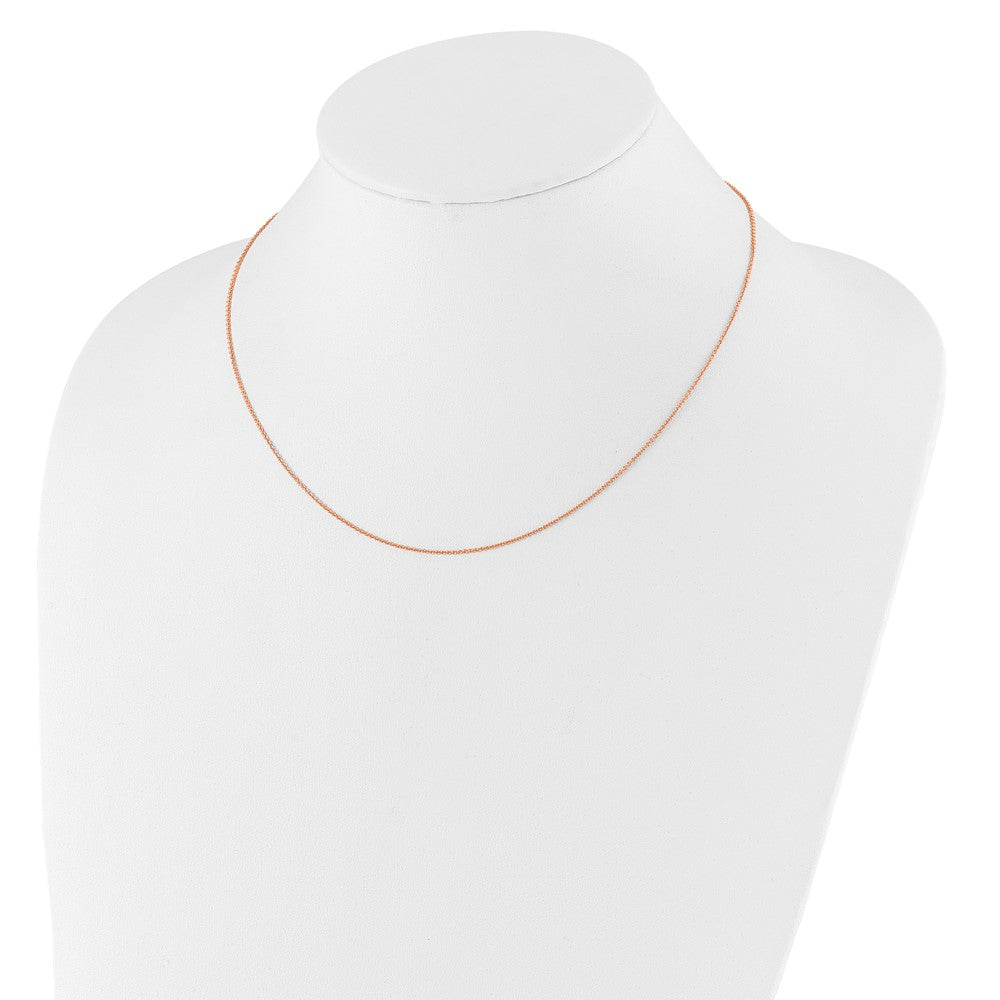 18 Inch 14K Rose Gold 1.25mm Round Cable 1In+1In Adjustable Chain Necklace