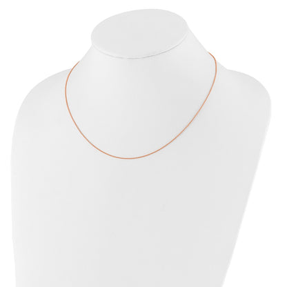 18 Inch 14K Rose Gold 1.25mm Round Cable 1In+1In Adjustable Chain Necklace