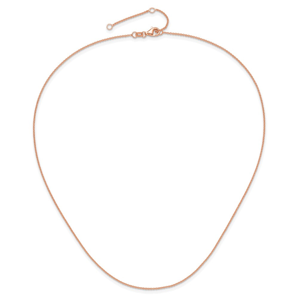 2 Inch 14K Rose Gold 1.25mm Round Cable 1In+1In Adjustable Chain Necklace