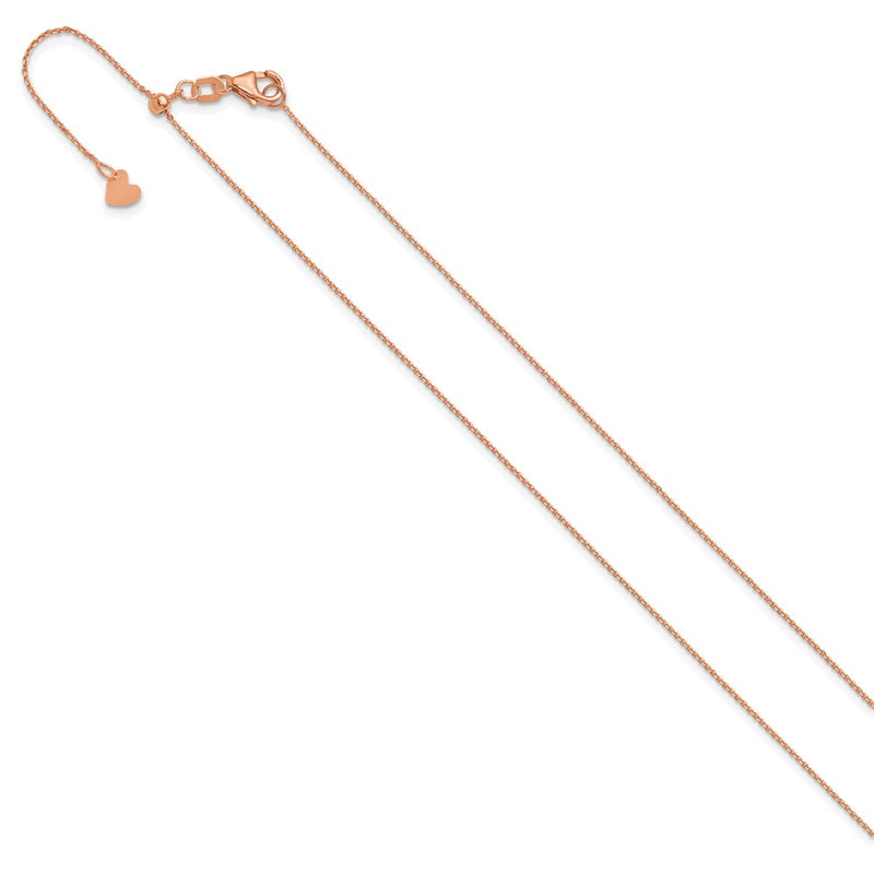 22 Inch 14K Rose Gold Adjustable 1mm D/C Cable Chain Necklace