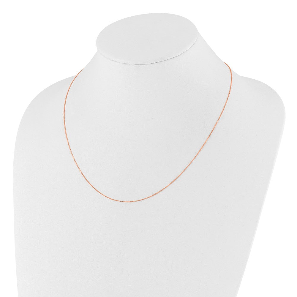 22 Inch 14K Rose Gold Adjustable 1mm D/C Cable Chain Necklace