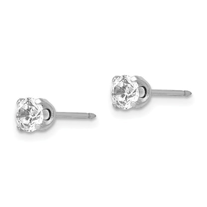 14K White Gold Inverness 4.25mm Cz Post Earrings