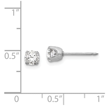 14K White Gold Inverness 4.25mm Cz Post Earrings