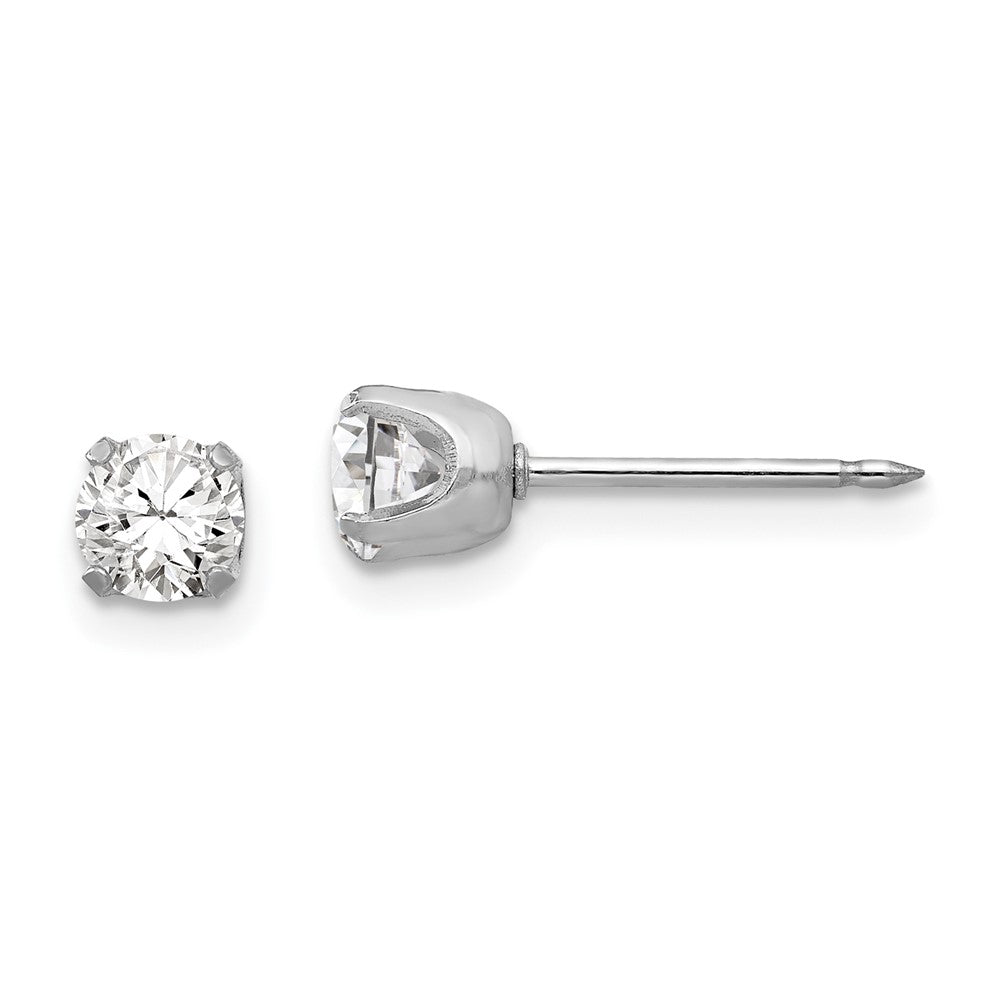 14K White Gold Inverness 4.25mm Cz Post Earrings