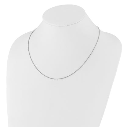 22 Inch 14K White Gold Adjustable 1.35mm Round Box Chain Necklace