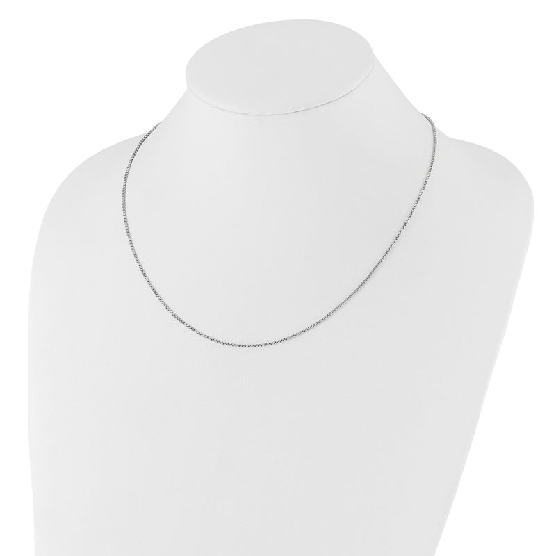 22 Inch 14K White Gold Adjustable 1.35mm Round Box Chain Necklace