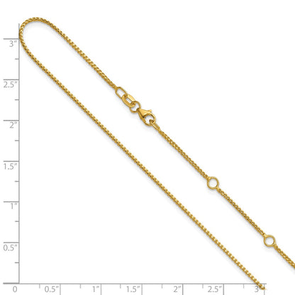 2 Inch 14K Yellow Gold 1.1mm Franco 1In+1In Adjustable Chain Necklace
