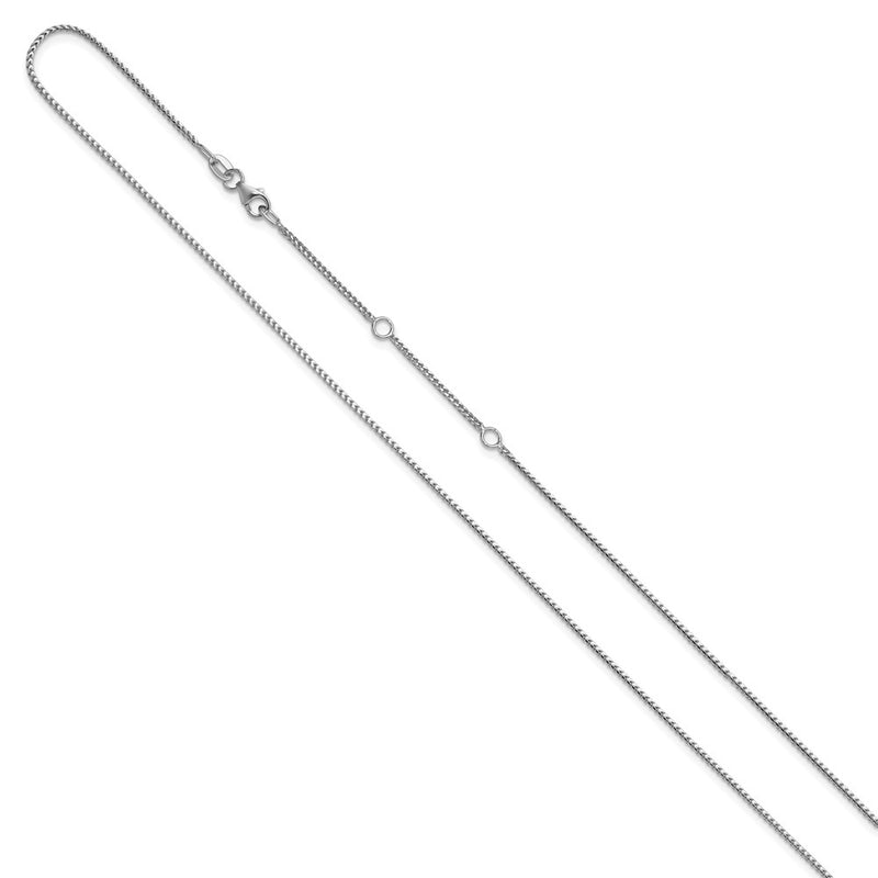 2 Inch 14K White Gold 1.1mm Franco 1In+1In Adjustable Chain Necklace