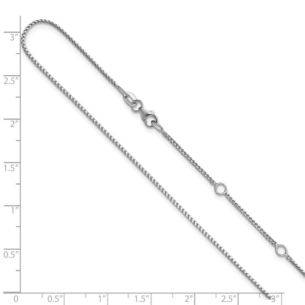 18 Inch 14K White Gold 1.1mm Franco 1In+1In Adjustable Chain Necklace